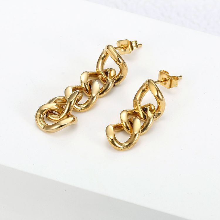Wholesale Europe US hip-hop cool irregular chain titanium steel women's dangle earrings | Wholesale Jewelry Only 3