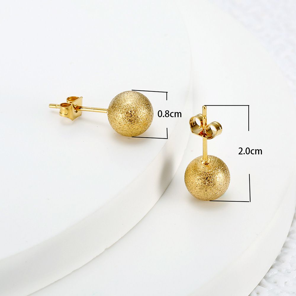 Fashion Gold Small Round Ball Premium Metal Women's Stainless Steel Earrings | Wholesale Jewelry Only 2