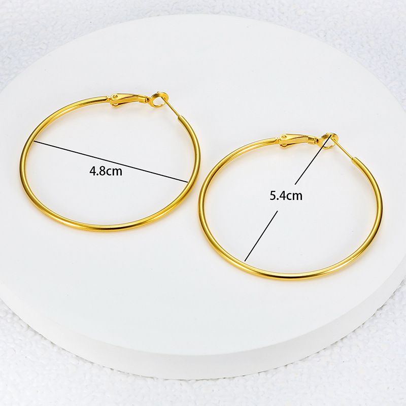 Fashion Gold Large Circle 18k Gold Women's Stainless Steel Clip Earrings Wholesale | Wholesale Jewelry Only 3