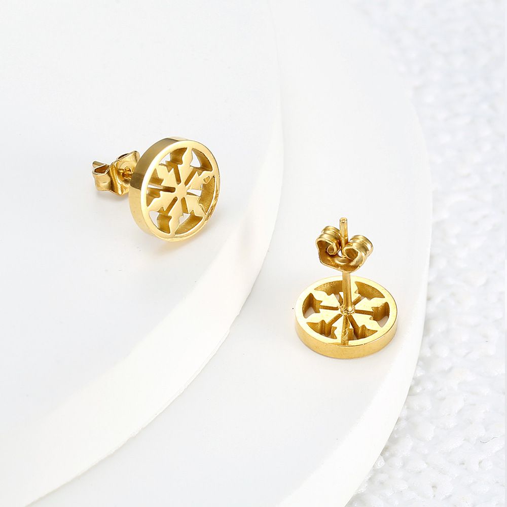 Vintage delicate hollow 18k gold plated snowflakes Titanium steel earrings for women | Wholesale Jewelry Only 1
