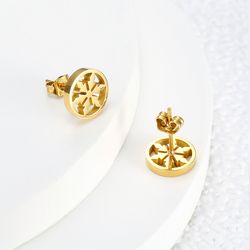 Vintage delicate hollow 18k gold plated snowflakes Titanium steel earrings for women | Wholesale Jewelry Only