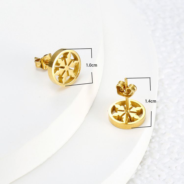 Vintage delicate hollow 18k gold plated snowflakes Titanium steel earrings for women | Wholesale Jewelry Only 2