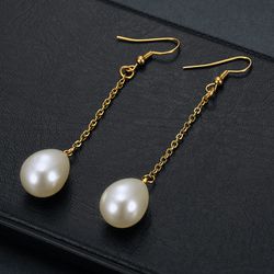 Fashion Creative Artificial Pearls 18k Gold Plated Stainless Steel Earrings | Wholesale Jewelry Only