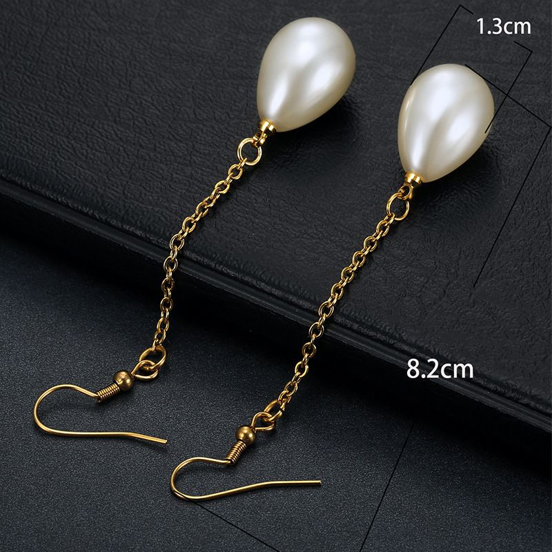 Fashion Creative Artificial Pearls 18k Gold Plated Stainless Steel Earrings | Wholesale Jewelry Only 1