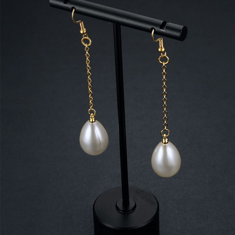Fashion Creative Artificial Pearls 18k Gold Plated Stainless Steel Earrings | Wholesale Jewelry Only 3