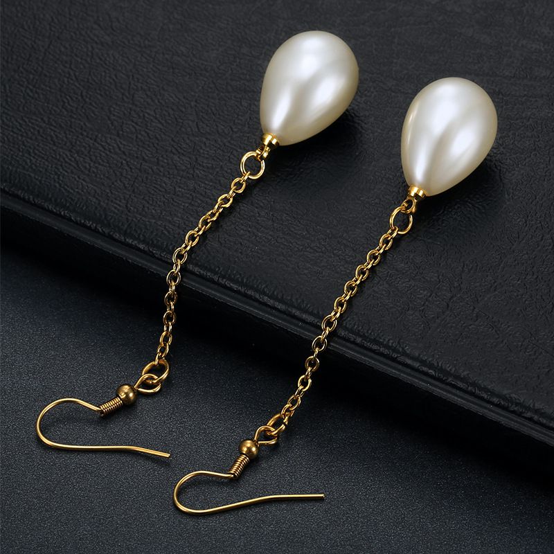 Fashion Creative Artificial Pearls 18k Gold Plated Stainless Steel Earrings | Wholesale Jewelry Only 4