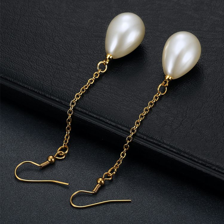 Fashion Creative Artificial Pearls 18k Gold Plated Stainless Steel Earrings | Wholesale Jewelry Only 4