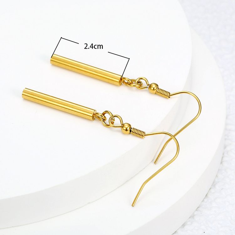 New Vintage Stripes 18k Gold Plated Long Post Titanium Steel Earrings for Women | Wholesale Jewelry Only 2