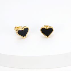 New black love heart peach heart female wholesale 18k gold plated titanium steel earrings | Wholesale Jewelry Only