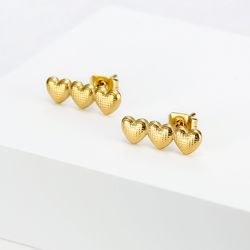 Women's Titanium Steel Heart Golden Peach Stud Earrings | Wholesale Jewelry Only