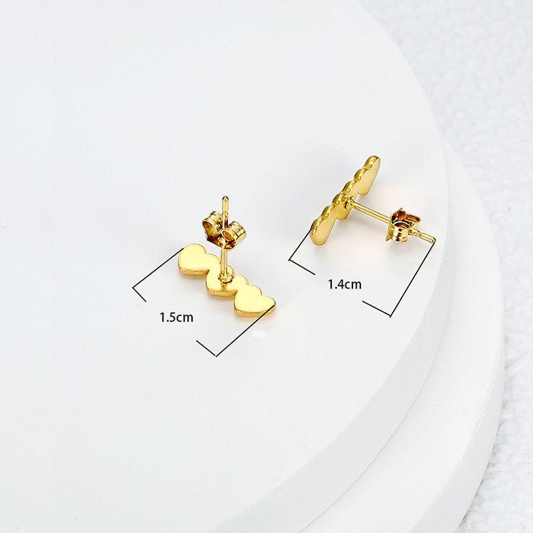 Women's Titanium Steel Heart Golden Peach Stud Earrings | Wholesale Jewelry Only 2