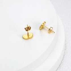 Stainless Steel Peach Heart 18k Gold Plated Women's Stud Earrings Wholesale | Wholesale Jewelry Only