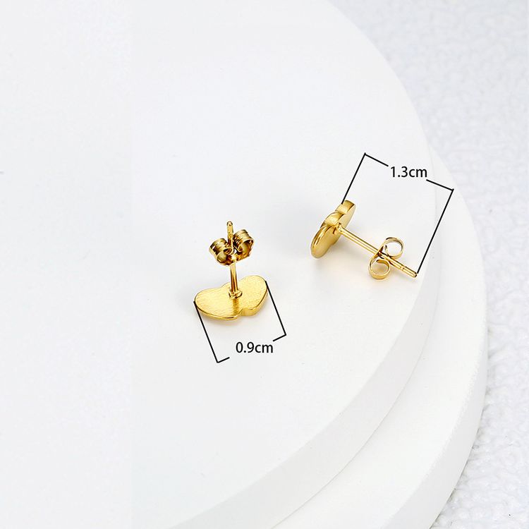 Stainless Steel Peach Heart 18k Gold Plated Women's Stud Earrings Wholesale | Wholesale Jewelry Only 2