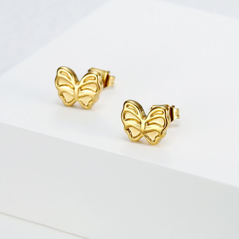 18k Gold Plated Butterfly Stainless Steel Women's Earrings | Wholesale Jewelry Only 0
