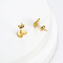 18k Gold Plated Butterfly Stainless Steel Women's Earrings | Wholesale Jewelry Only