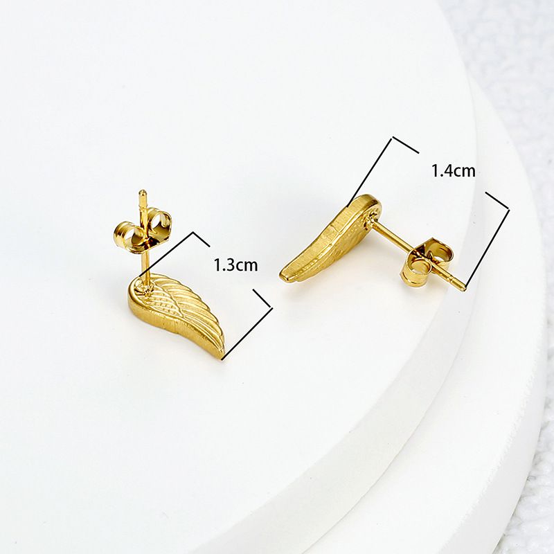 Titanium Steel Textured Angel Wings Fashion Gold Earrings Wholesale | Wholesale Jewelry Only 2