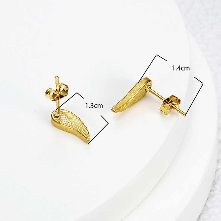 Titanium Steel Textured Angel Wings Fashion Gold Earrings Wholesale | Wholesale Jewelry Only 2