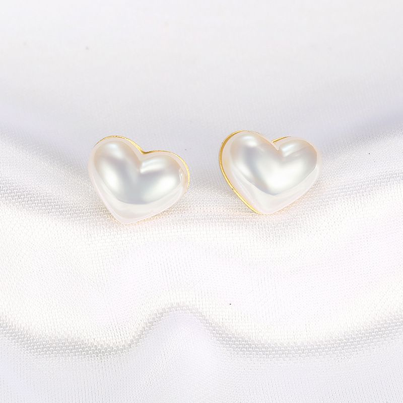 Fashion Heart Artificial Pearl Stainless Steel Earrings | Wholesale Jewelry Only 2