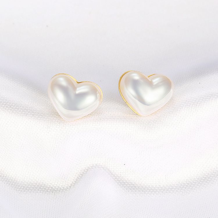 Fashion Heart Artificial Pearl Stainless Steel Earrings | Wholesale Jewelry Only 2