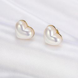 Fashion Heart Artificial Pearl Stainless Steel Earrings | Wholesale Jewelry Only