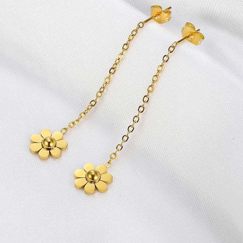 Wholesale Fashion Sunflower 18k Gold Plated Titanium Earrings | Wholesale Jewelry Only 0