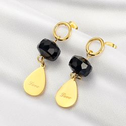 Creative Sweet Drops Golden Titanium Earrings | Wholesale Jewelry Only