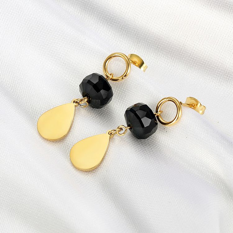 Creative Sweet Drops Golden Titanium Earrings | Wholesale Jewelry Only 2