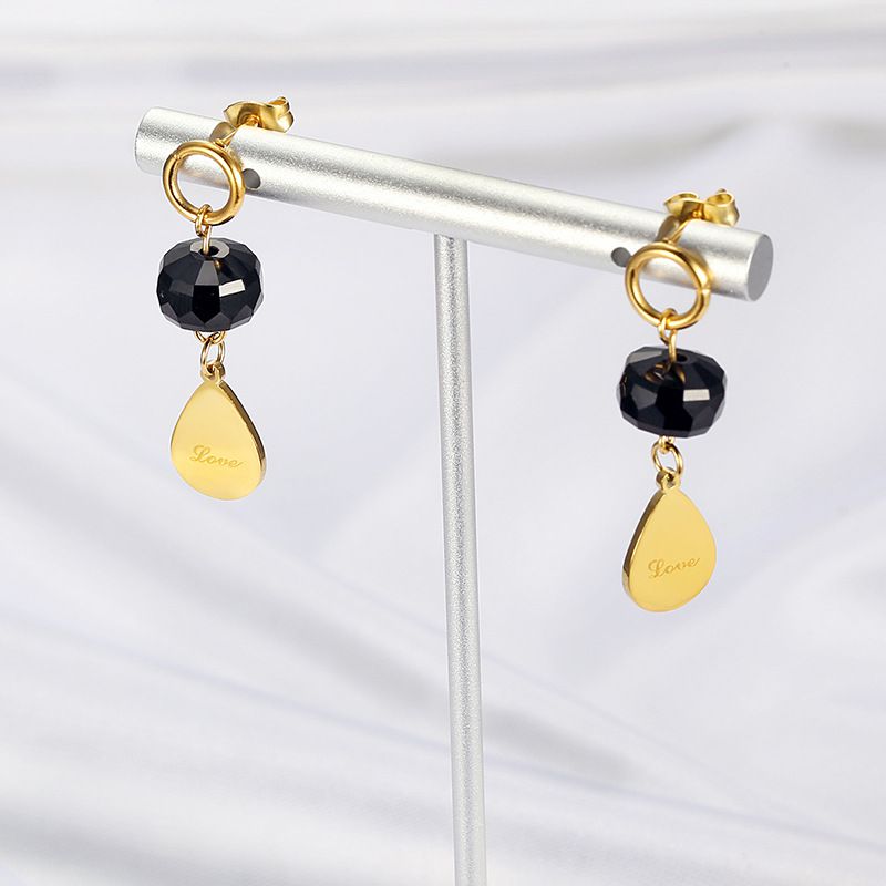 Creative Sweet Drops Golden Titanium Earrings | Wholesale Jewelry Only 3
