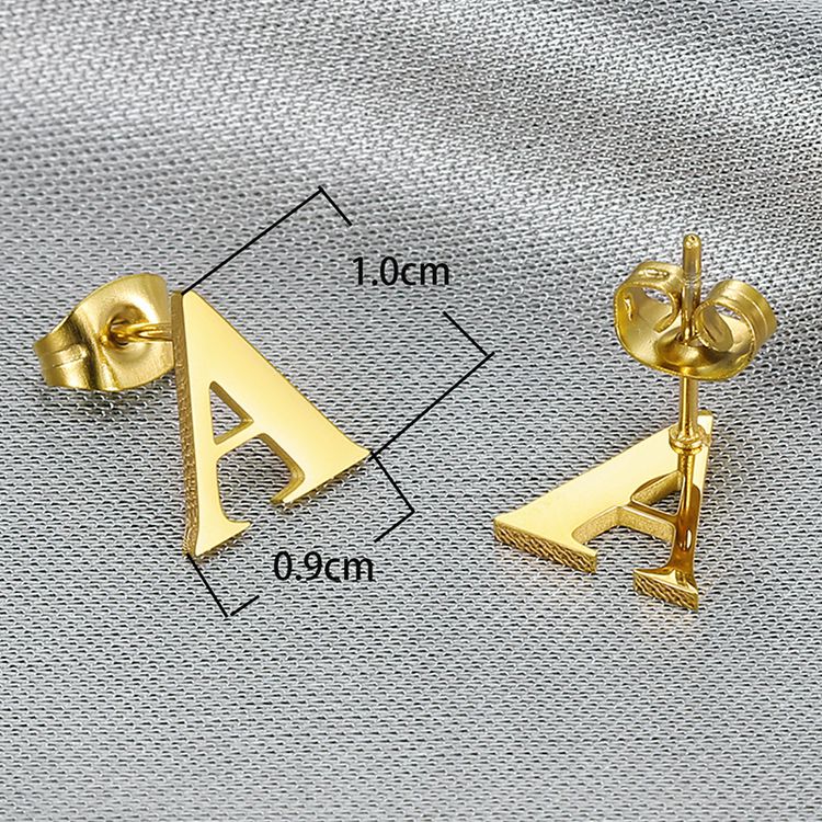 Fashion 18k Gold Plated Letter A Women's Titanium Earrings | Wholesale Jewelry Only 3