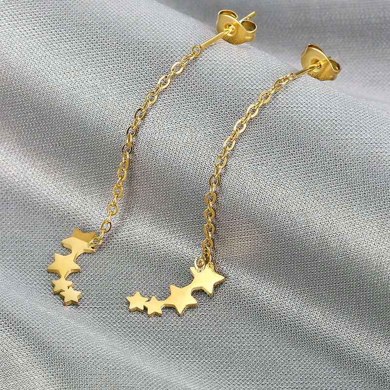 Gold Personalized Titanium Steel Star Women's Earrings | Wholesale Jewelry Only 0