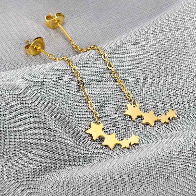 Gold Personalized Titanium Steel Star Women's Earrings | Wholesale Jewelry Only 2