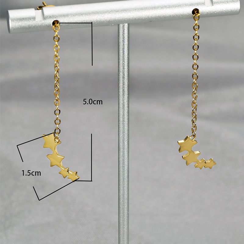 Gold Personalized Titanium Steel Star Women's Earrings | Wholesale Jewelry Only 3