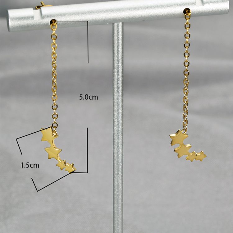 Gold Personalized Titanium Steel Star Women's Earrings | Wholesale Jewelry Only 3