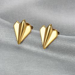 Fashion airplane titanium steel earrings for women earrings18k gold plated | Wholesale Jewelry Only