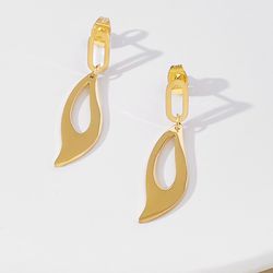 Fashion Leaf Ladies Earrings Titanium Steel Plated 18k Gold | Wholesale Jewelry Only