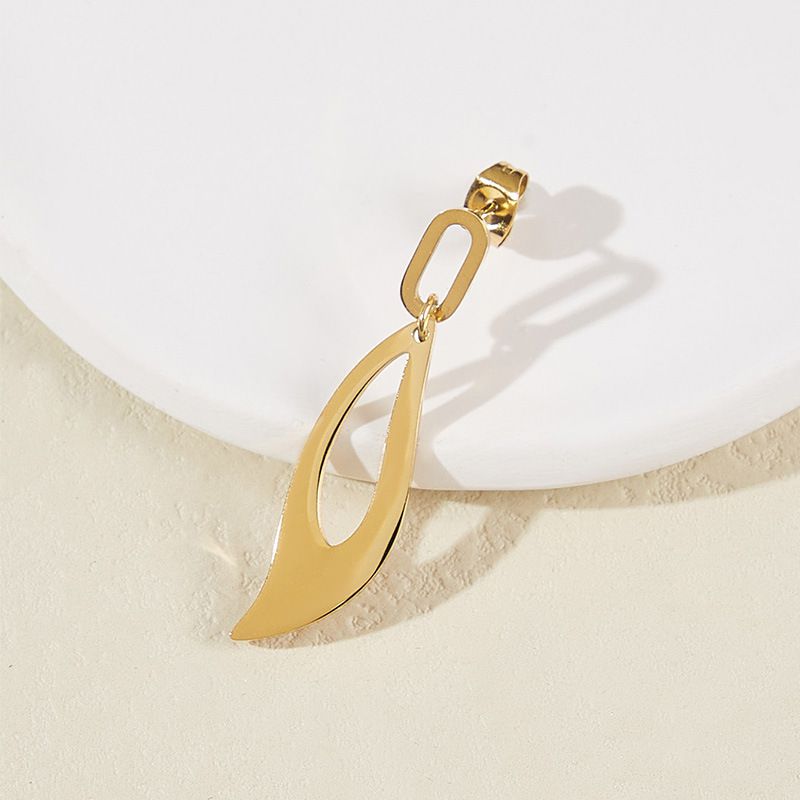 Fashion Leaf Ladies Earrings Titanium Steel Plated 18k Gold | Wholesale Jewelry Only 3