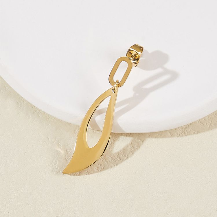 Fashion Leaf Ladies Earrings Titanium Steel Plated 18k Gold | Wholesale Jewelry Only 3