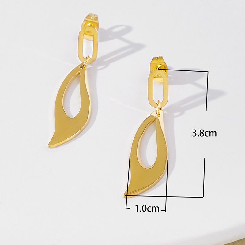 Fashion Leaf Ladies Earrings Titanium Steel Plated 18k Gold | Wholesale Jewelry Only 4