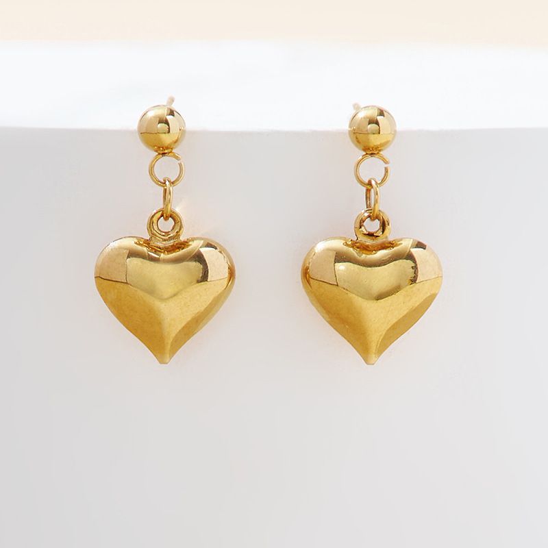 Fashion Gold Plated Love Heart Women's Stainless Steel Earrings | Wholesale Jewelry Only 0