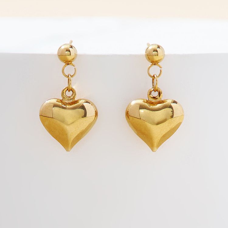 Fashion Gold Plated Love Heart Women's Stainless Steel Earrings | Wholesale Jewelry Only