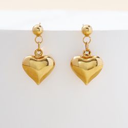 Fashion Gold Plated Love Heart Women's Stainless Steel Earrings | Wholesale Jewelry Only