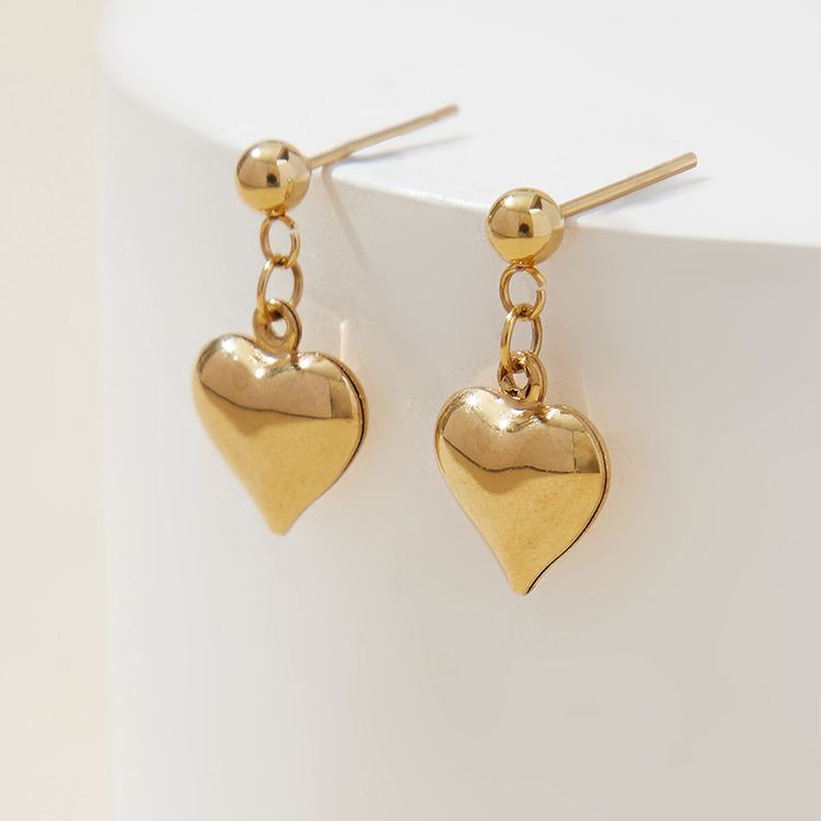 Fashion Gold Plated Love Heart Women's Stainless Steel Earrings | Wholesale Jewelry Only 2
