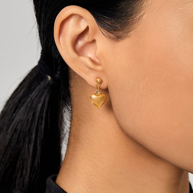Fashion Gold Plated Love Heart Women's Stainless Steel Earrings | Wholesale Jewelry Only 3