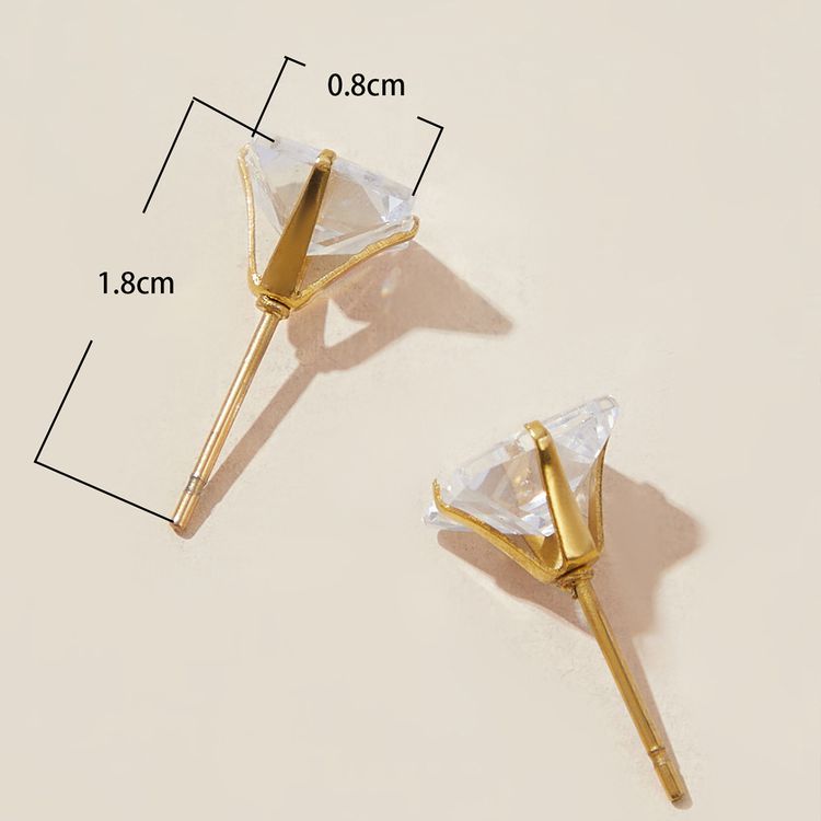 Explosive square zirconia titanium steel earrings wholesale | Wholesale Jewelry Only 3