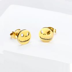 Japan South Korea punk funny ghost face skull titanium steel earrings Halloween | Wholesale Jewelry Only