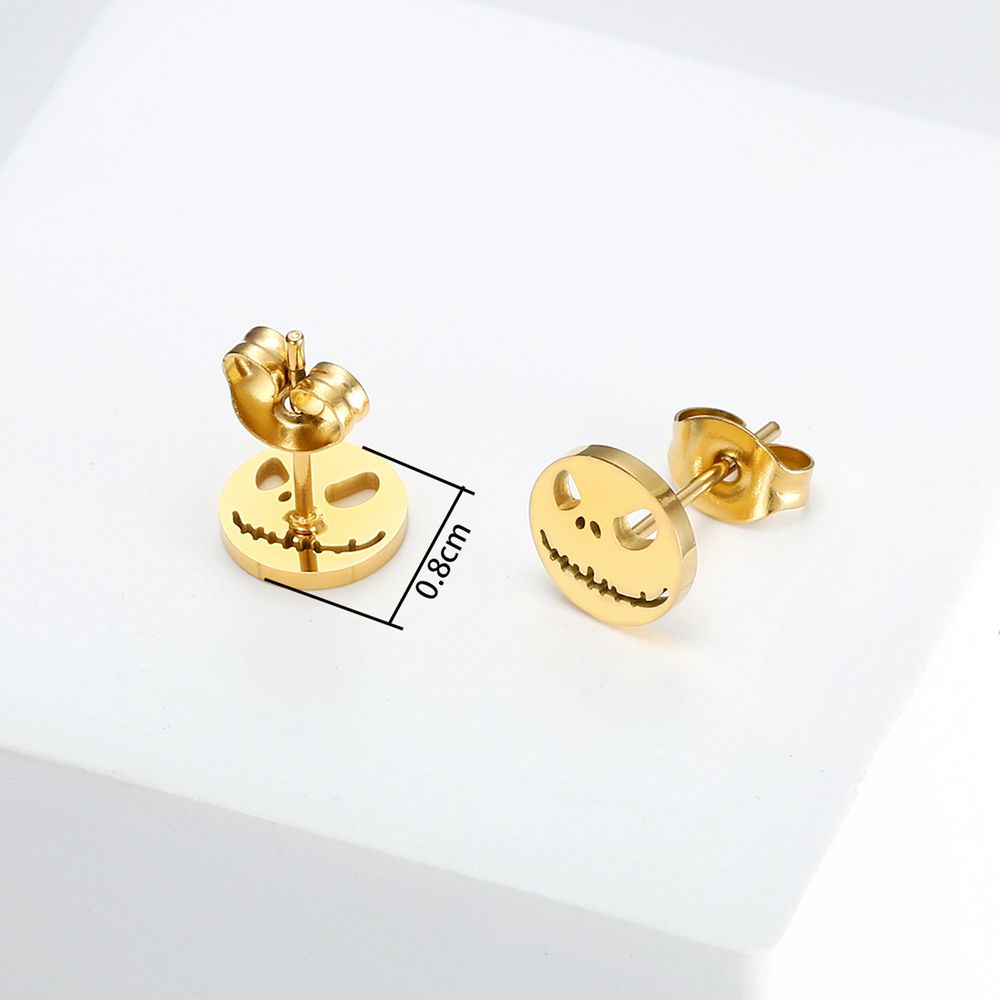 Japan South Korea punk funny ghost face skull titanium steel earrings Halloween | Wholesale Jewelry Only 2