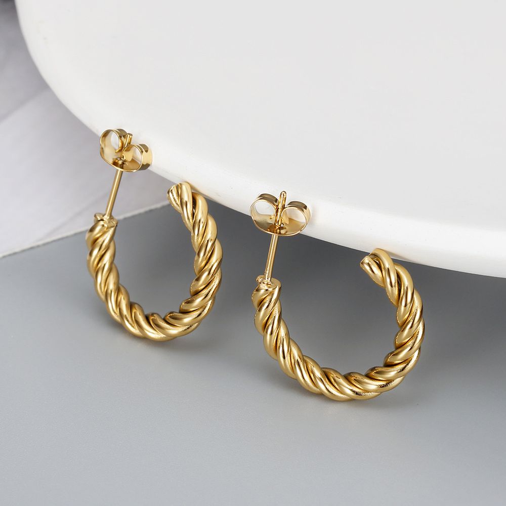 Wholesale Stylish Titanium Stainless Steel Earrings C-Shaped Twisted | Wholesale Jewelry Only 2