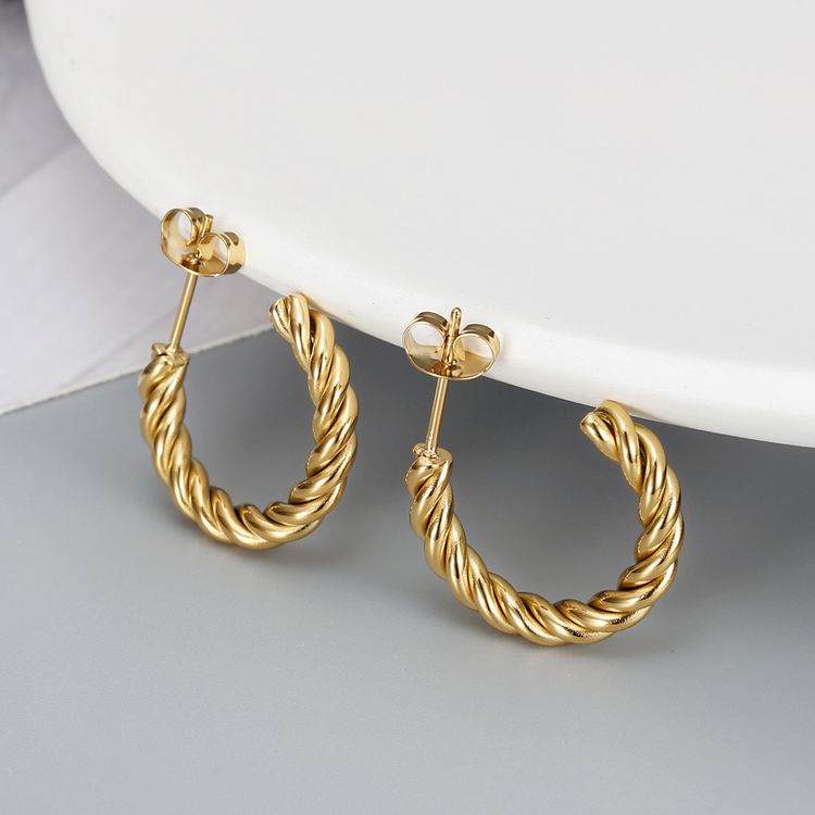 Wholesale Stylish Titanium Stainless Steel Earrings C-Shaped Twisted | Wholesale Jewelry Only 2