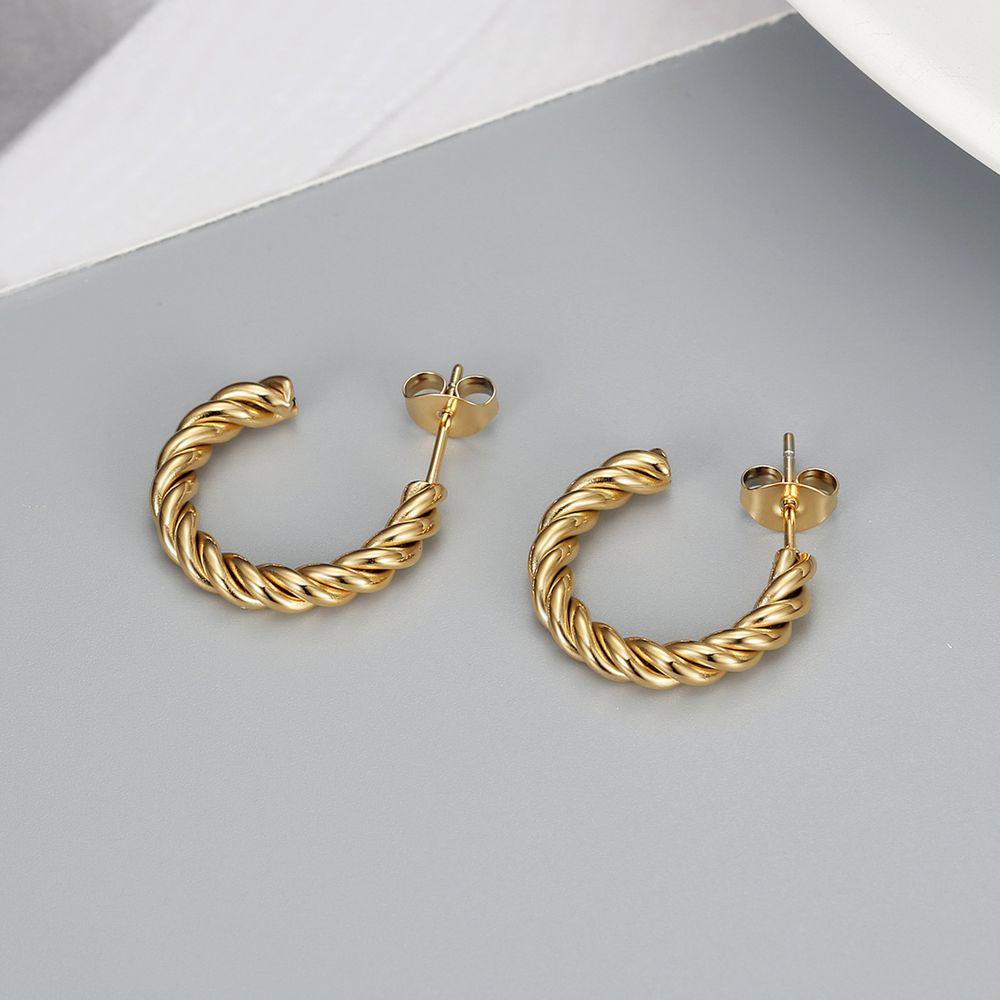 Wholesale Stylish Titanium Stainless Steel Earrings C-Shaped Twisted | Wholesale Jewelry Only 0