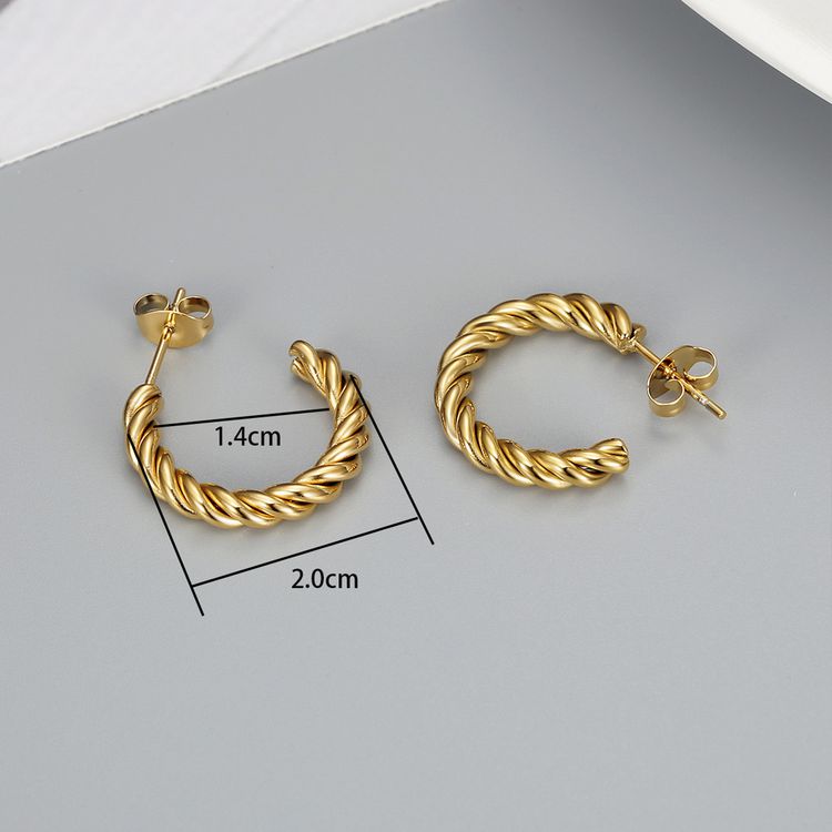 Wholesale Stylish Titanium Stainless Steel Earrings C-Shaped Twisted | Wholesale Jewelry Only 3